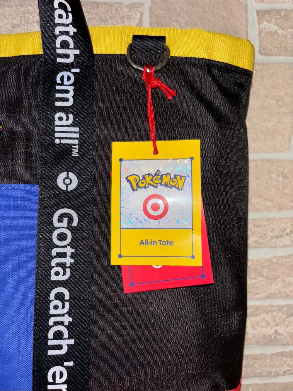 Viral Pokémon X Colorblock Tote Bag - Black with Red, Blue & Yellow Accents